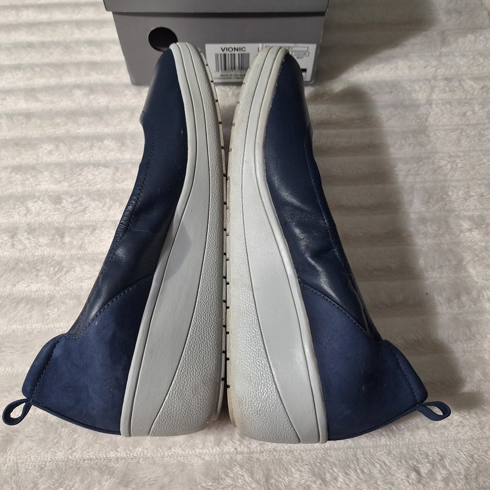Vionic Jacey Slip-Ons Slip-on Wedge Shoes Womens 8.5 Navy Gray Sole Comfort - Picture 9 of 13